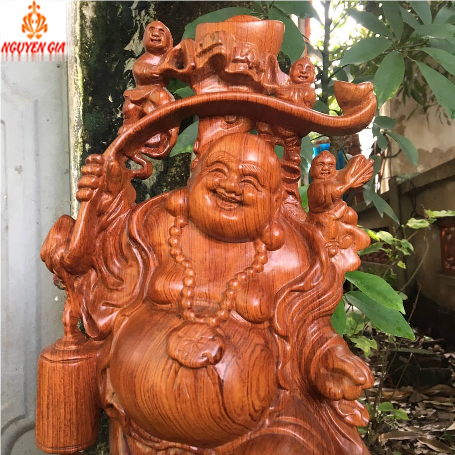 Tượng Di Lặc Ngũ Phúc cao 60 Gỗ Hương