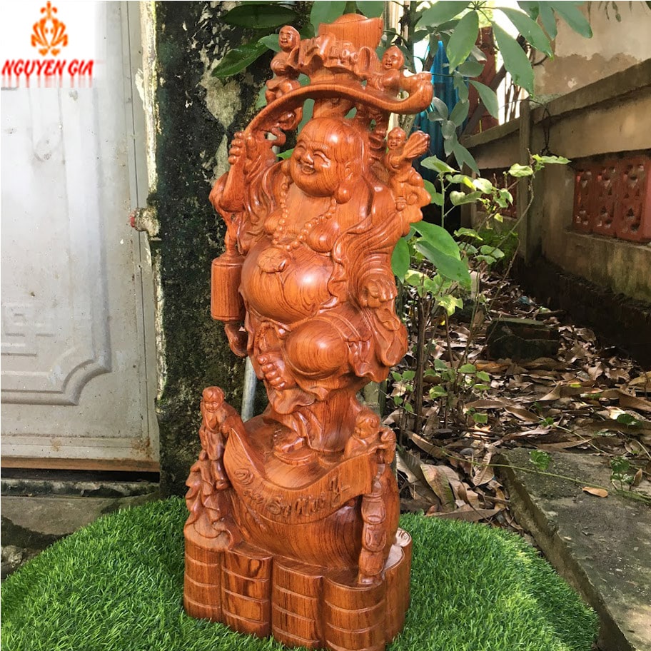 Tượng Di Lặc Ngũ Phúc cao 60 Gỗ Hương