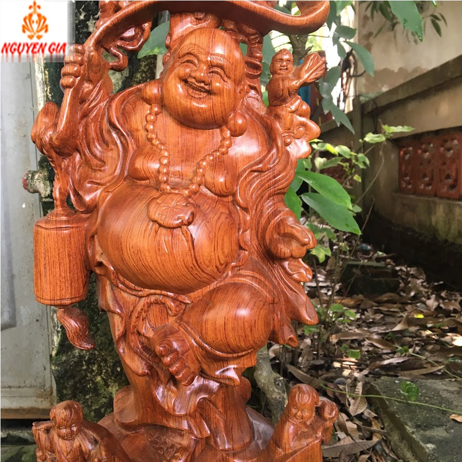 Tượng Di Lặc Ngũ Phúc cao 60 Gỗ Hương