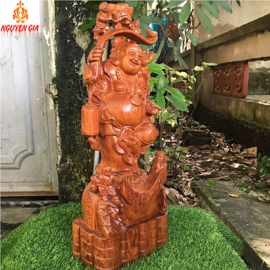 Tượng Di Lặc Ngũ Phúc cao 60 Gỗ Hương
