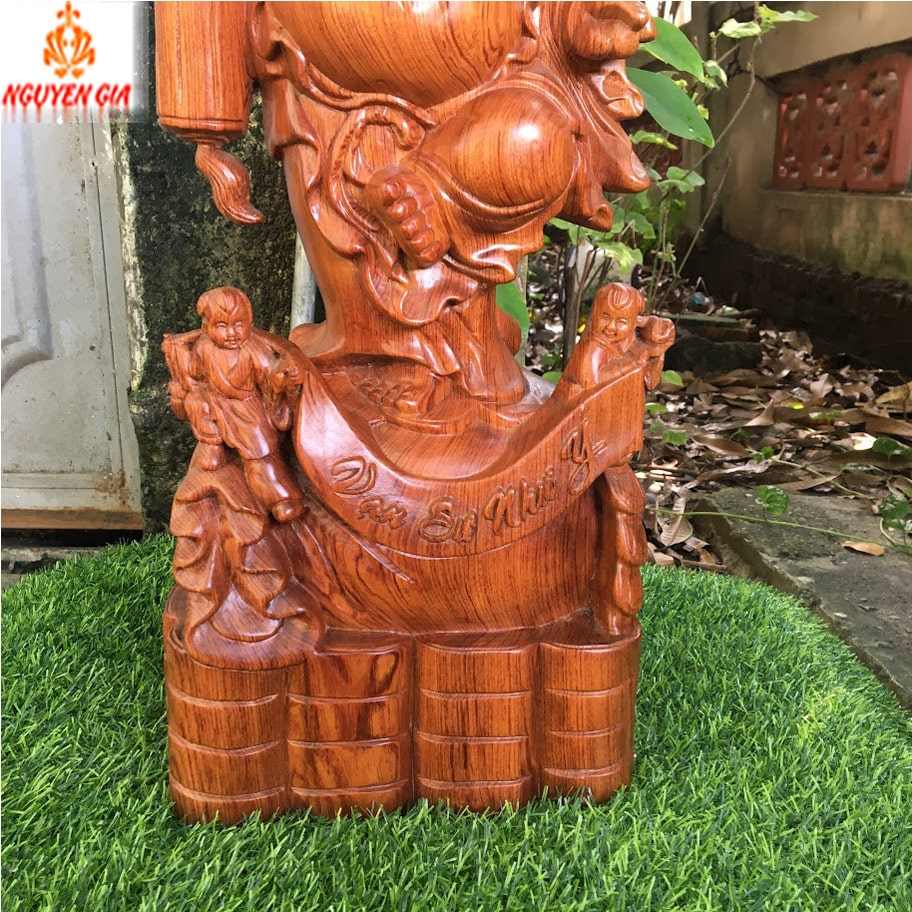 Tượng Di Lặc Ngũ Phúc cao 60 Gỗ Hương